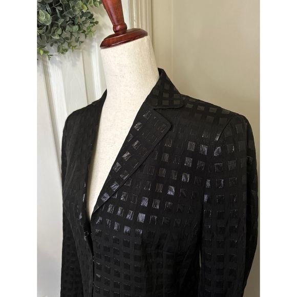 Akris Punto Black Metallic Print Blazer Jacket Size 6 - Picture 3 of 6